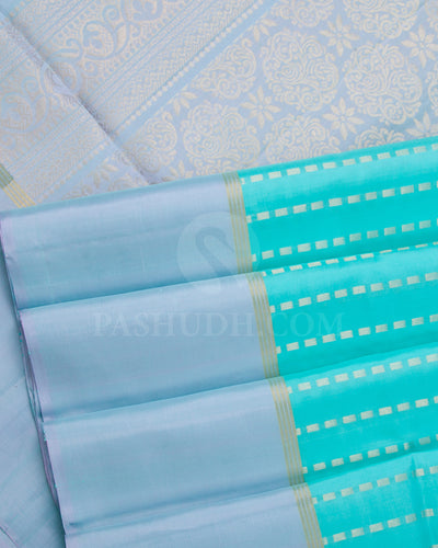 Sky Blue And Powder Blue Soft Silk Saree - C75