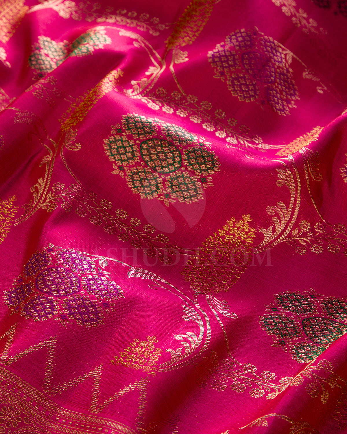 Bright Rani Pink Kanjivaram Silk Saree - S1258(B)