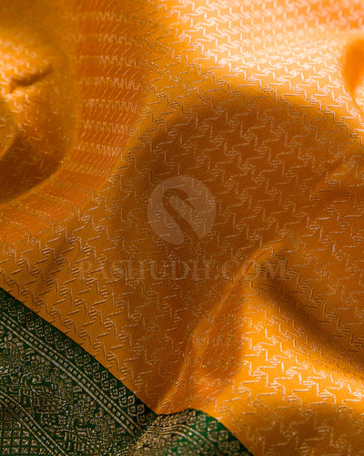 Orange And Forest Green Kanjivaram Silk Saree - S1259(C)