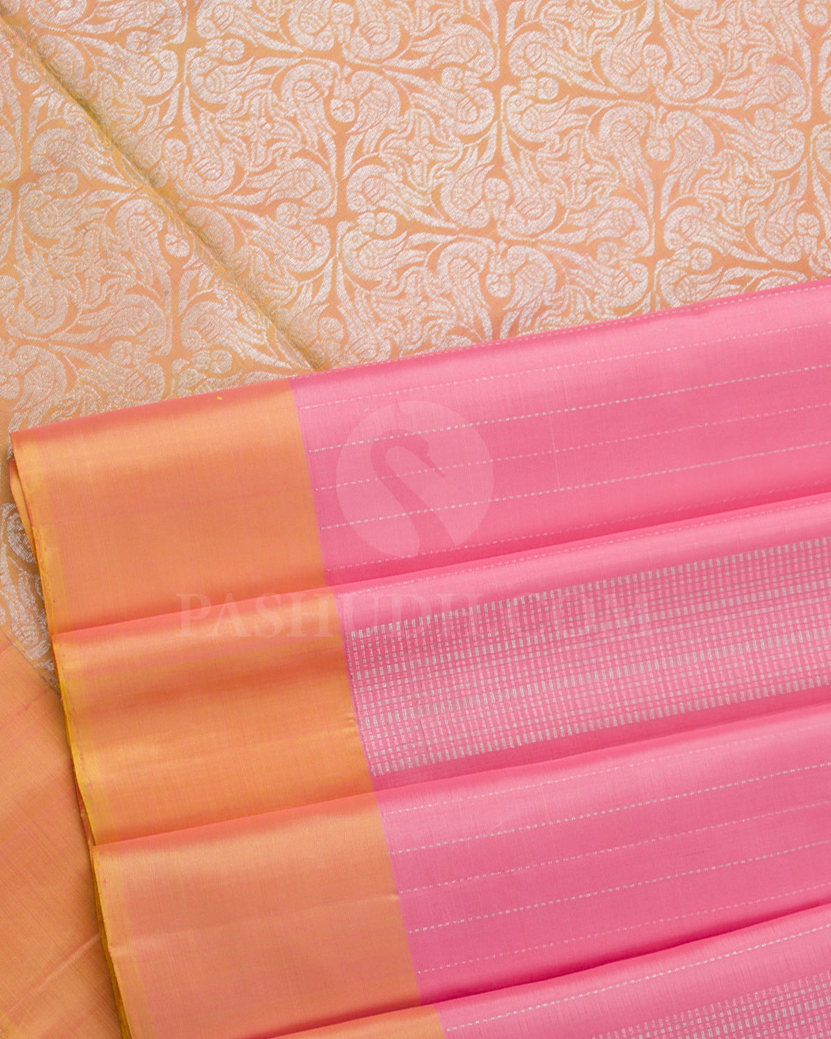 Baby Pink And Peach Soft Silk Saree - C93