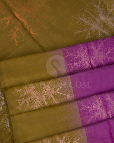 Magenta And Mehendi Green Soft Silk Saree - C84