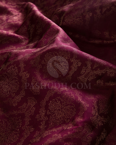 Aubergine And Peach Kanjivaram Silk Saree - D586(A)