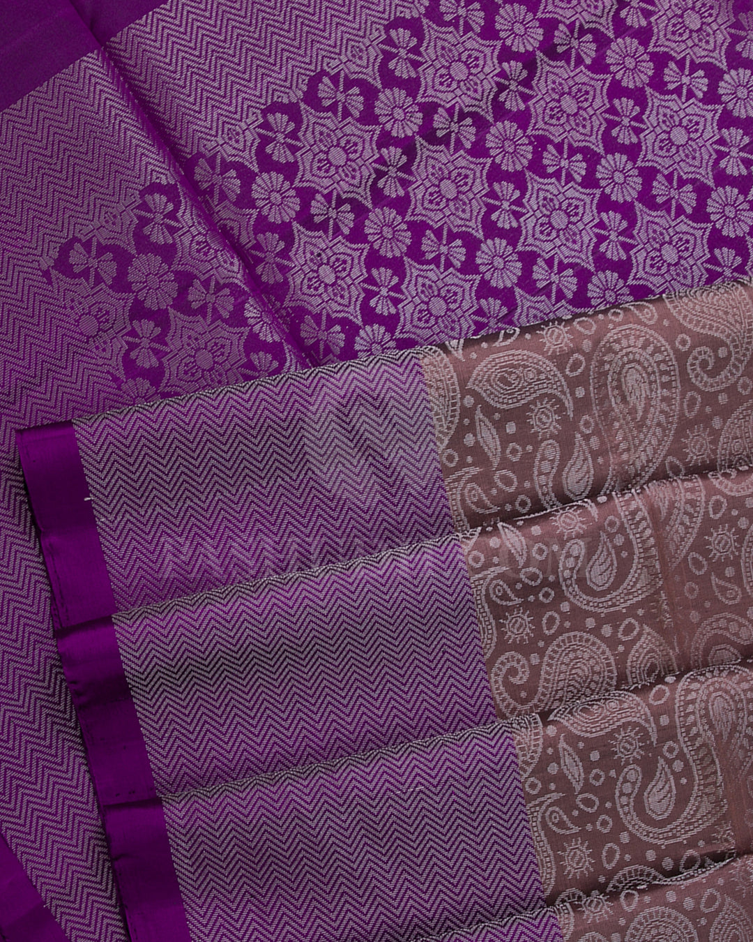 Light Brown And Violet Soft Silk Saree - C47