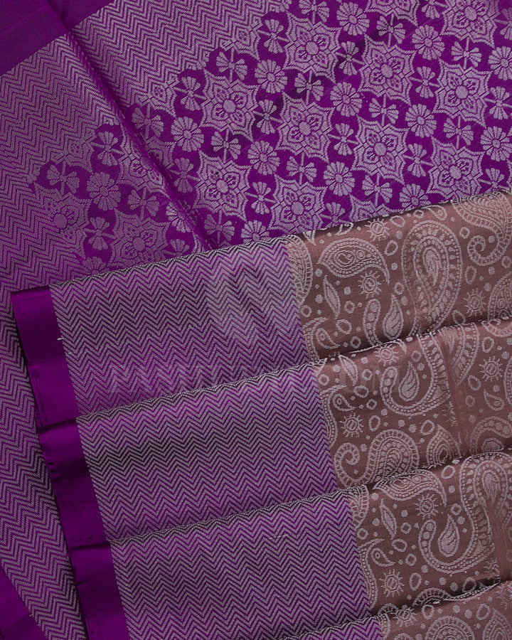 Light Brown And Violet Soft Silk Saree - C47