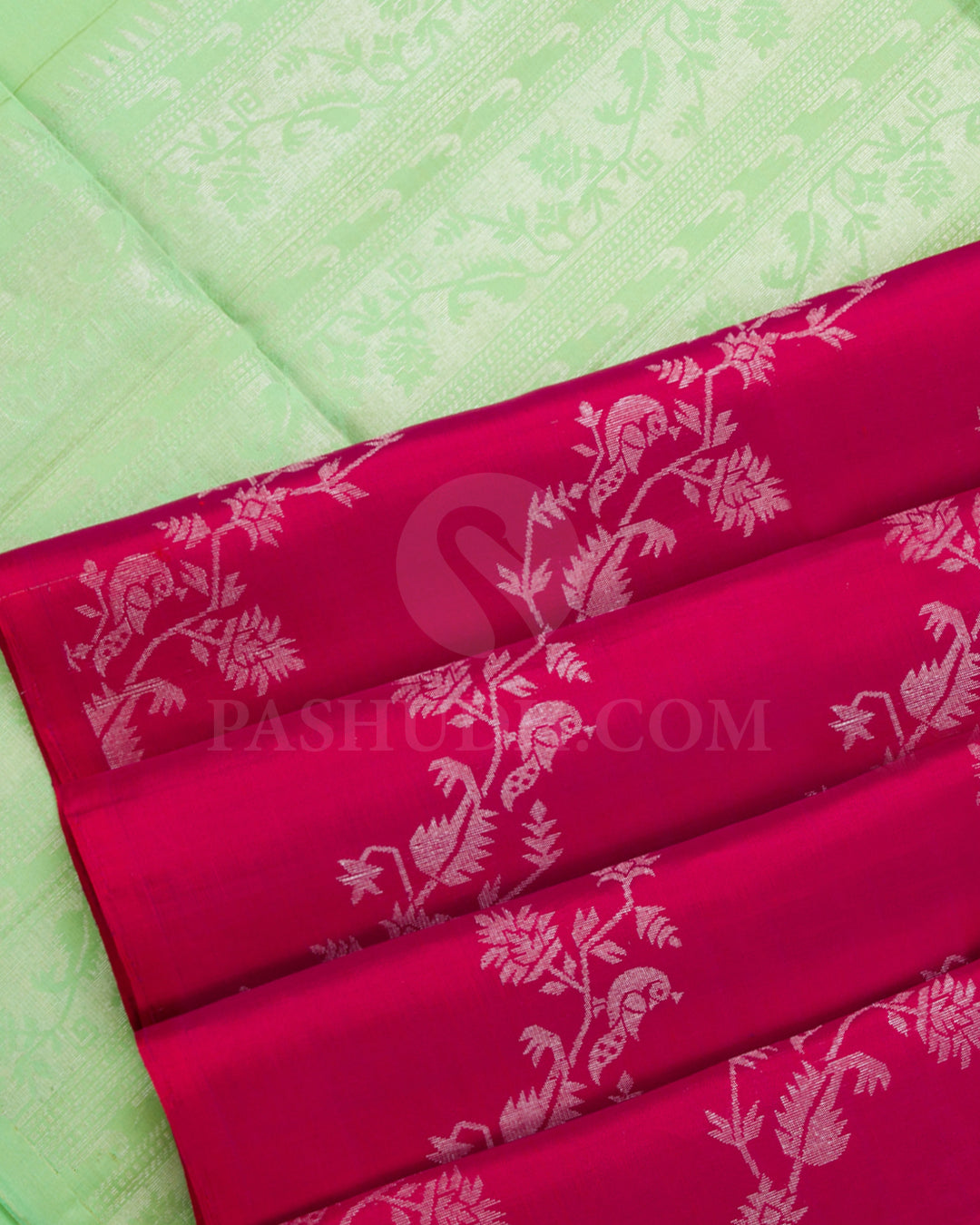 Red Shot Pink And Neon Green Soft Silk Saree - C76
