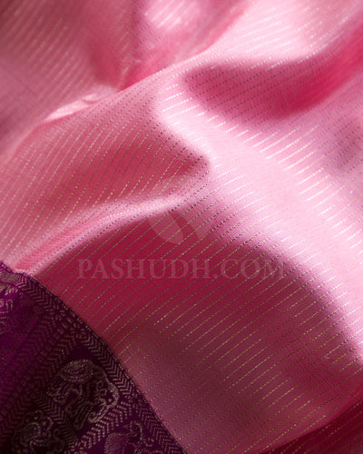 Baby Pink And Violet Kanjivaram Silk Saree - S1271(A)