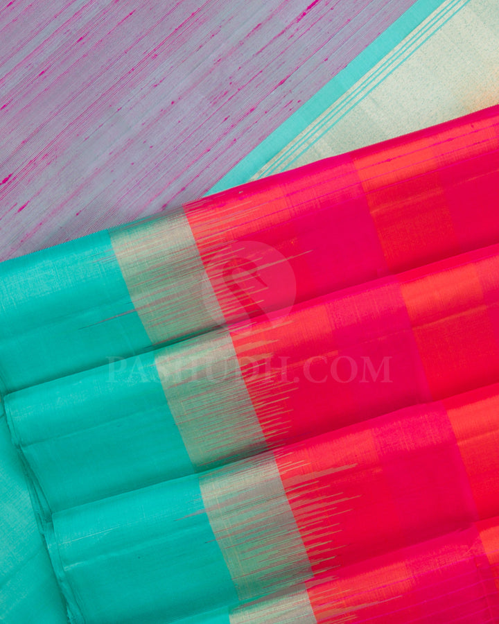 Orange Pink And Sky Blue Soft Silk Saree - C83