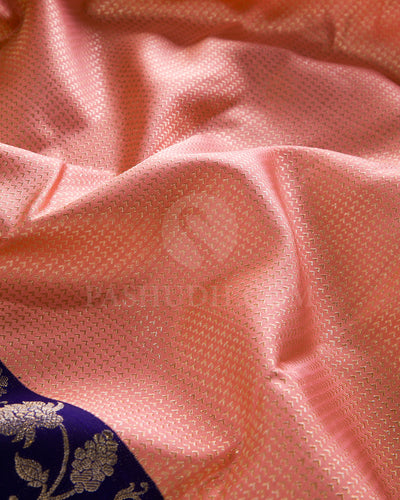 Peach and Royal Blue Kanjivaram Silk Saree - S1070(D)