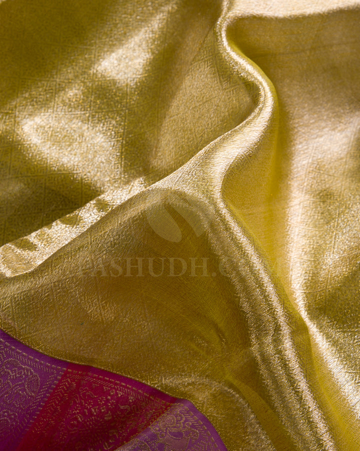 Gold And Muli-Pastel-Coloured Shimmer Tissue Kanjivaram Silk Saree - S1273(A)
