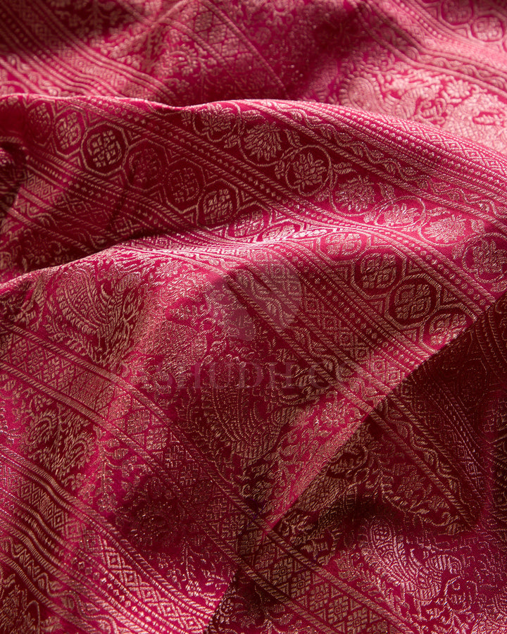 Kumkum Red And Rose Pink Kanjivaram Silk Saree - D574(B)