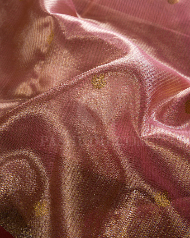 Peachy Pink Organza Shimmer Kanjivaram Silk Saree - S1272(B)