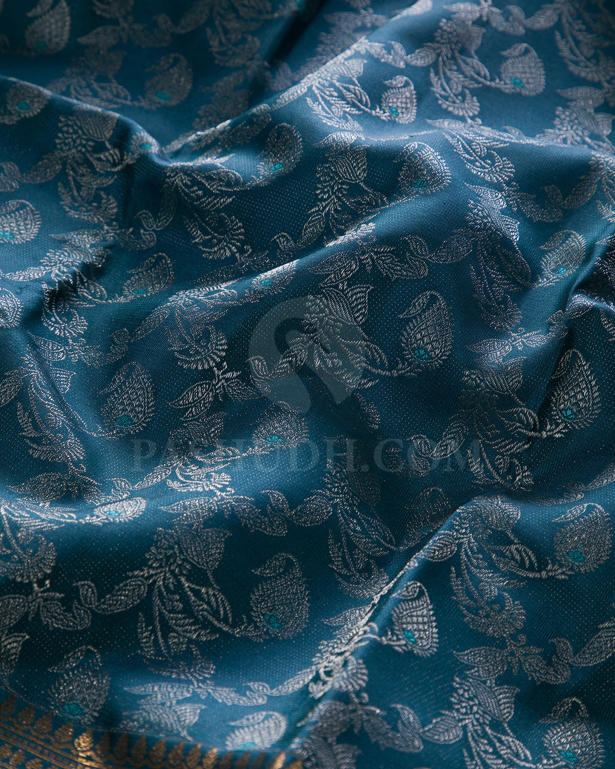 Teal Blue Kanjivaram Silk Saree - DJ323(B)