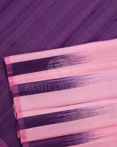 Baby Pink And Violet Soft Silk Saree - C87