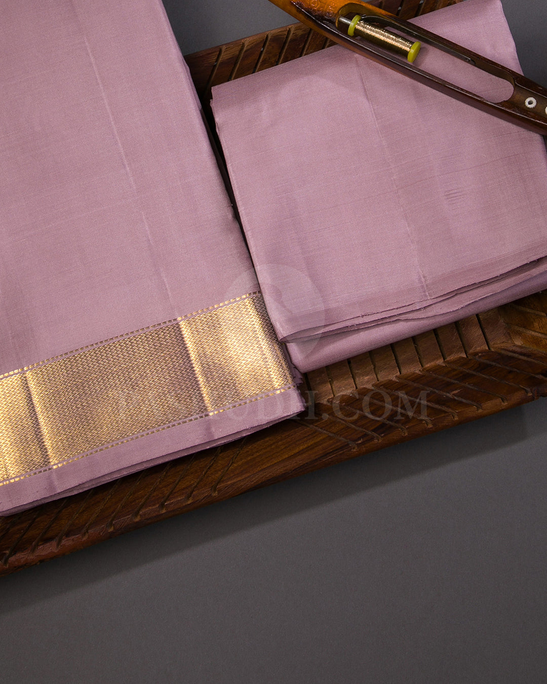 Lavender Silk Dhoti And Unstitched Lavender Silk Shirt Fabric Set - V17