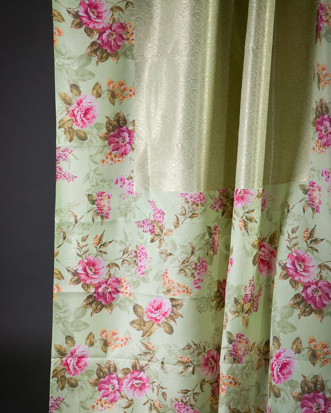 Mint Floral Print Kanjivaram Silk Saree - KP16