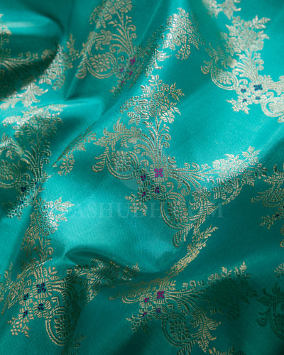 Turquoise Blue And Rani Pink Kanjivaram Silk Saree - S1093(B)