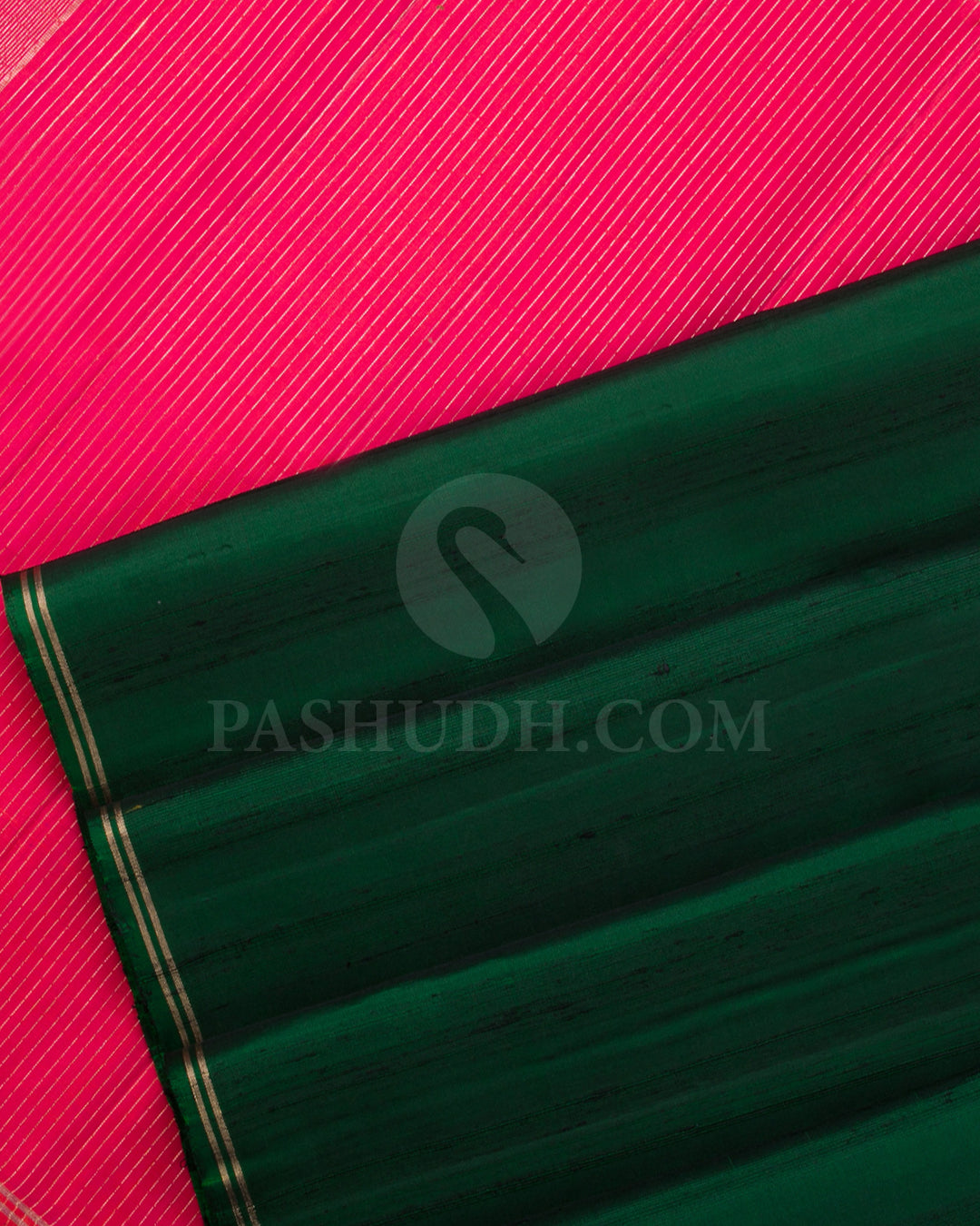Green And Rani Pink Soft Silk Saree - C85
