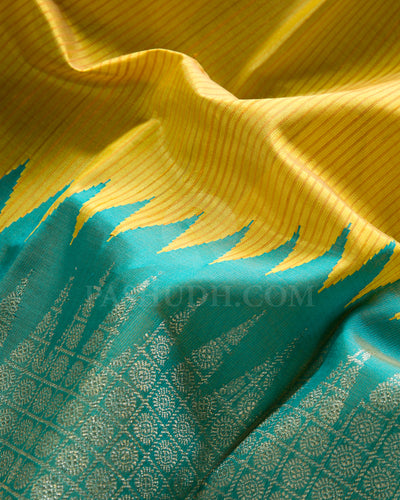 Yellow And Light Blue Half and Half Kanjivaram Silk Saree - S1231(B)