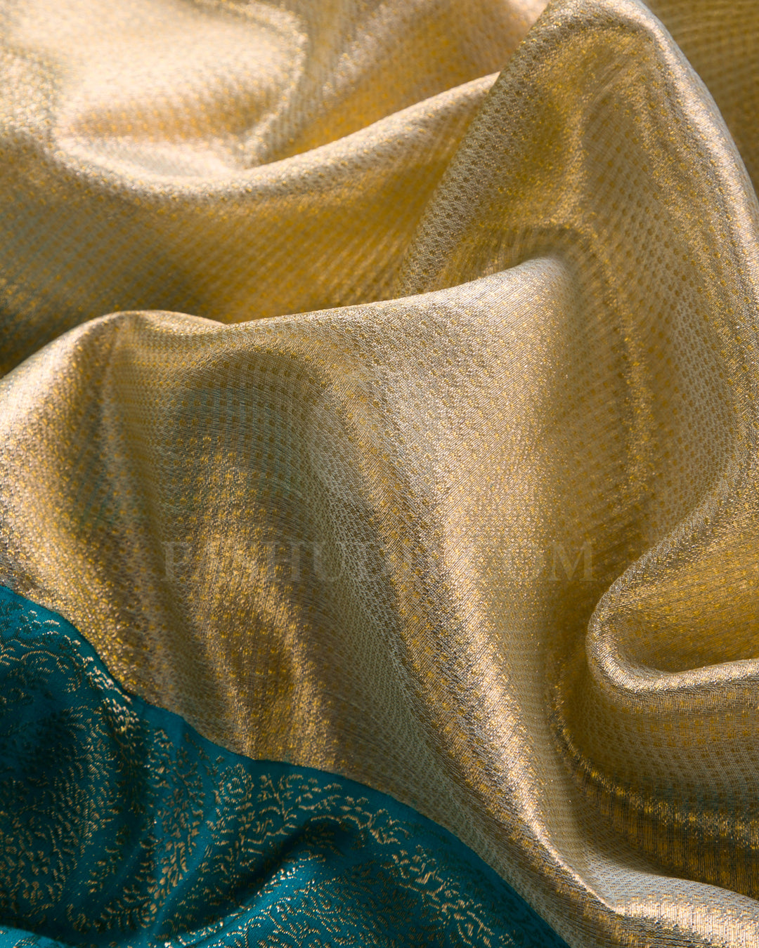 Gold And Anandha Blue Tissue Kanjivaram Silk Saree - S1287(A)