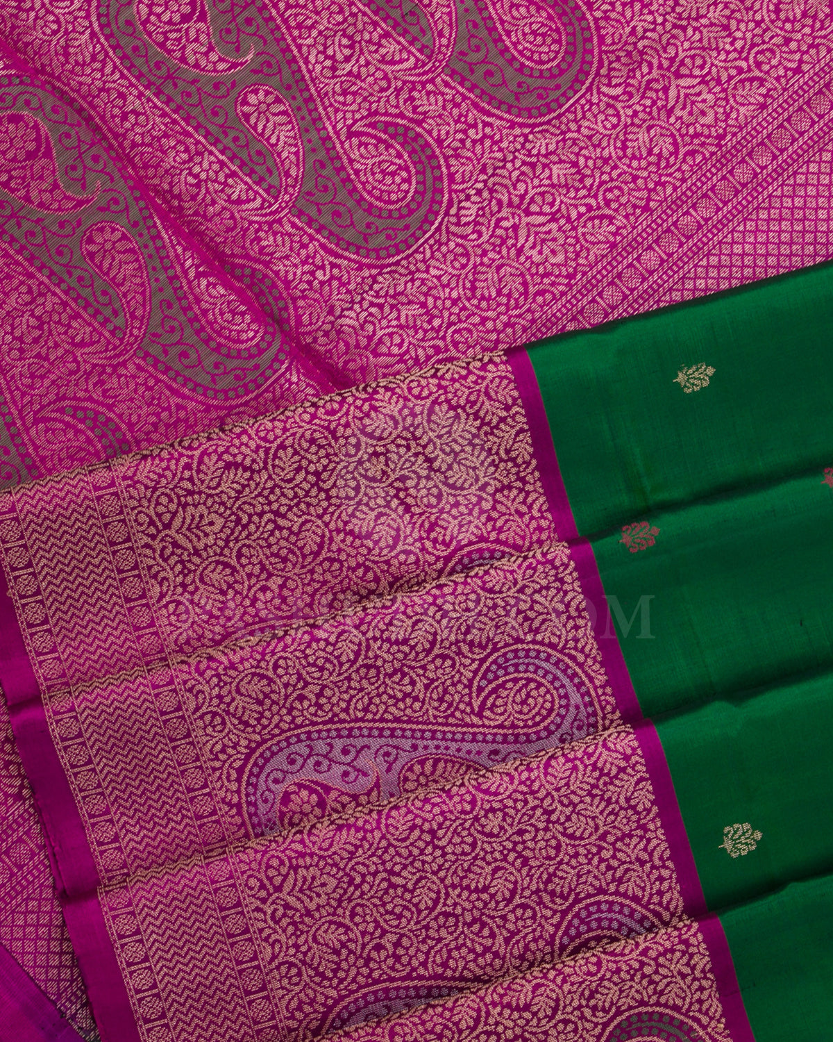 Green And Magenta Soft Silk Saree - C96