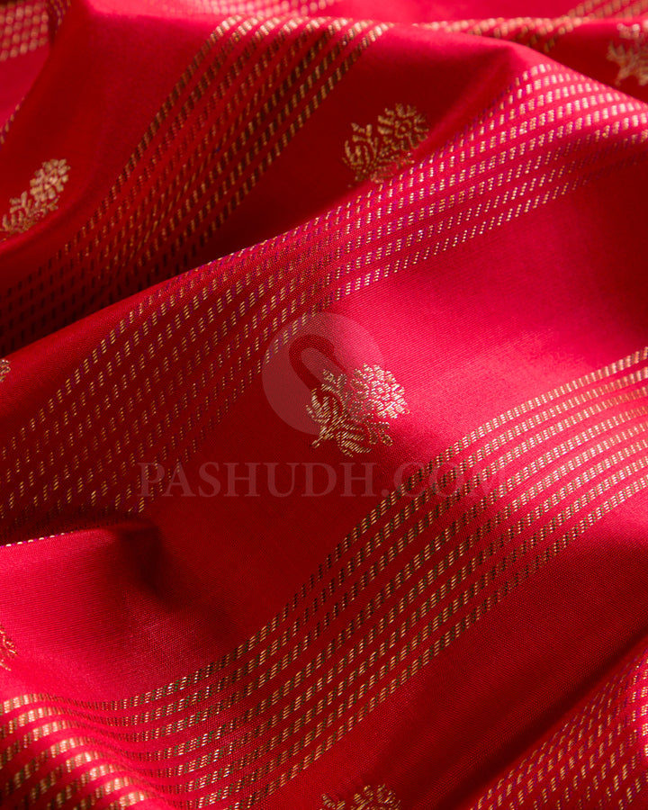 Red And Baby Pink Kanjivaram Silk Saree - S1270(A)