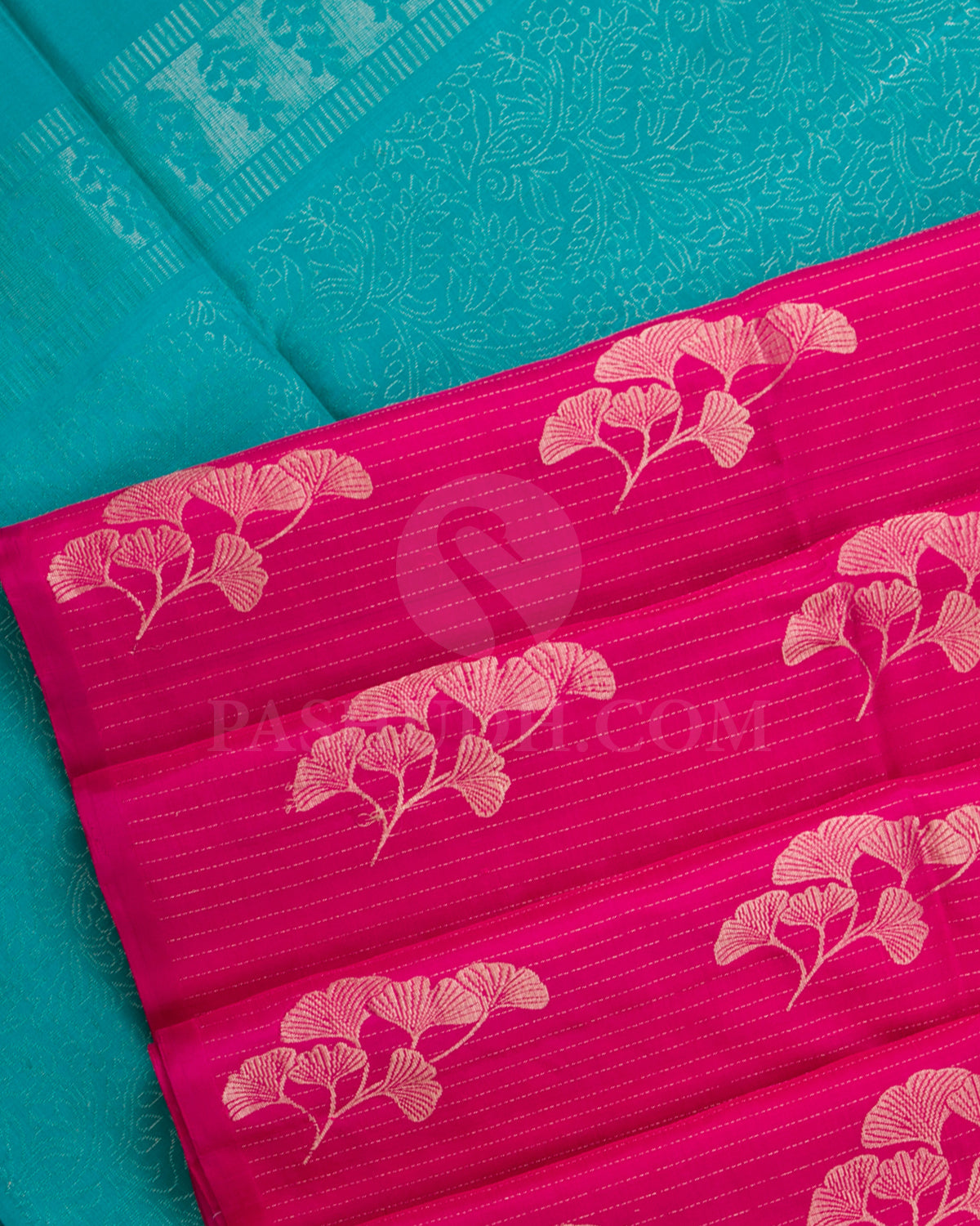 Rani Pink And Sky Blue Soft Silk Saree - C39