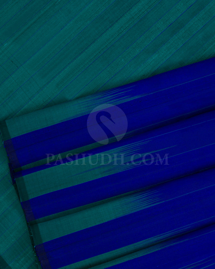 Royal Blue And Green Soft Silk Saree - C82