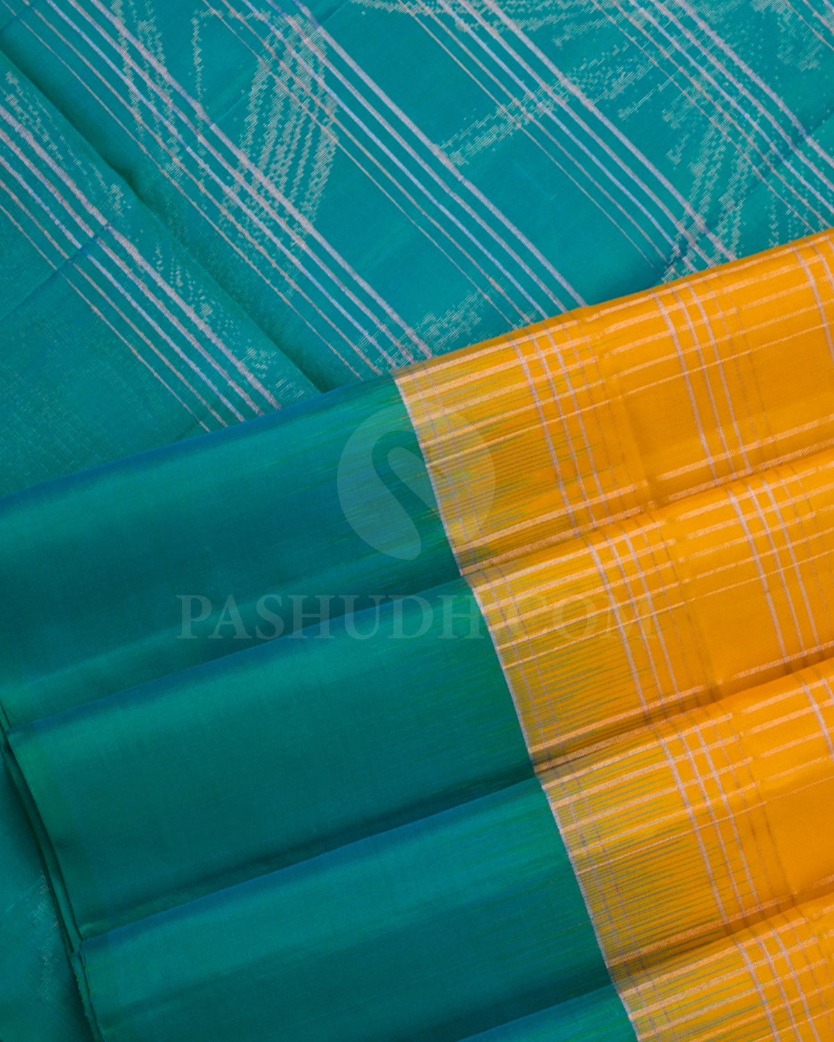 Yellow And Turquoise Blue Soft Silk Saree - C37