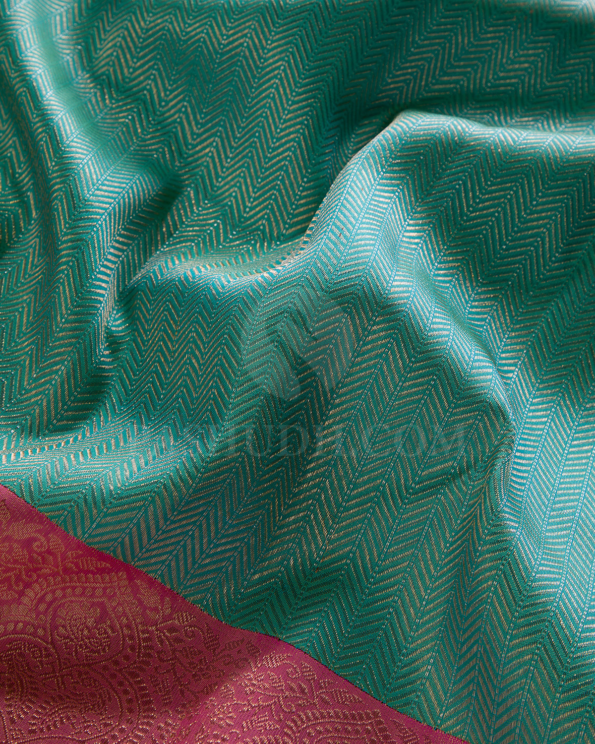 Cyan and Watermelon Pink Kanjivaram Silk Saree - S1325(A)