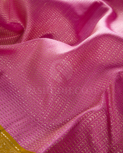 Rose Pink And Tuscany Yellow Kanjivaram Silk Saree - S1305(A)