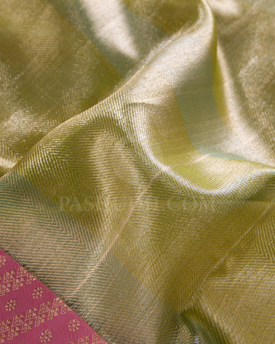 Green Blue And Baby Pink Organza Shimmer Kanjivaram Silk Saree - S1326(A)