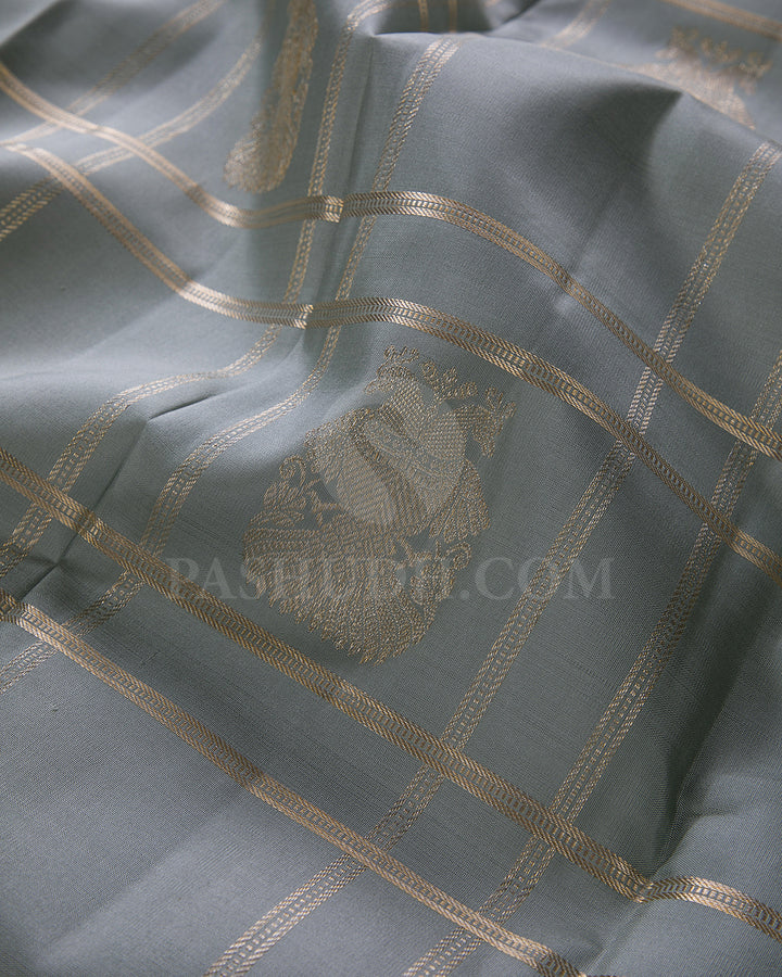 Grey Traditional Kanjivaram Silk Saree - SVJ44