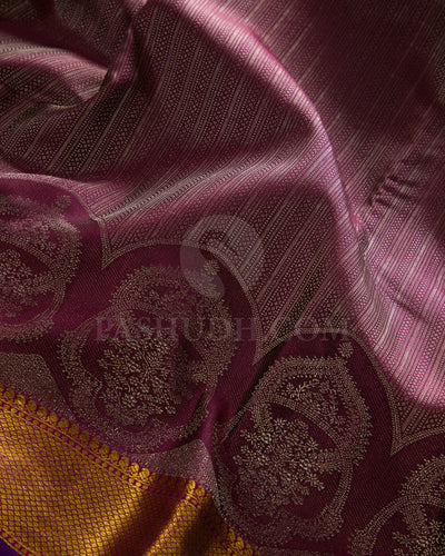 Caramel Brown And Magenta Kanjivaram Silk Saree - D575(B)