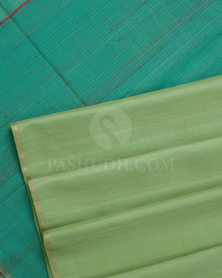 Light Green And Green Soft Silk Saree - C53
