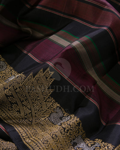 Black, Red And Green Kanjivaram Silk Saree - S1331(A)