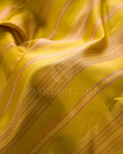 Mustard Yellow And Anandha Blue Kanjivaram Silk Saree - S1227(C)