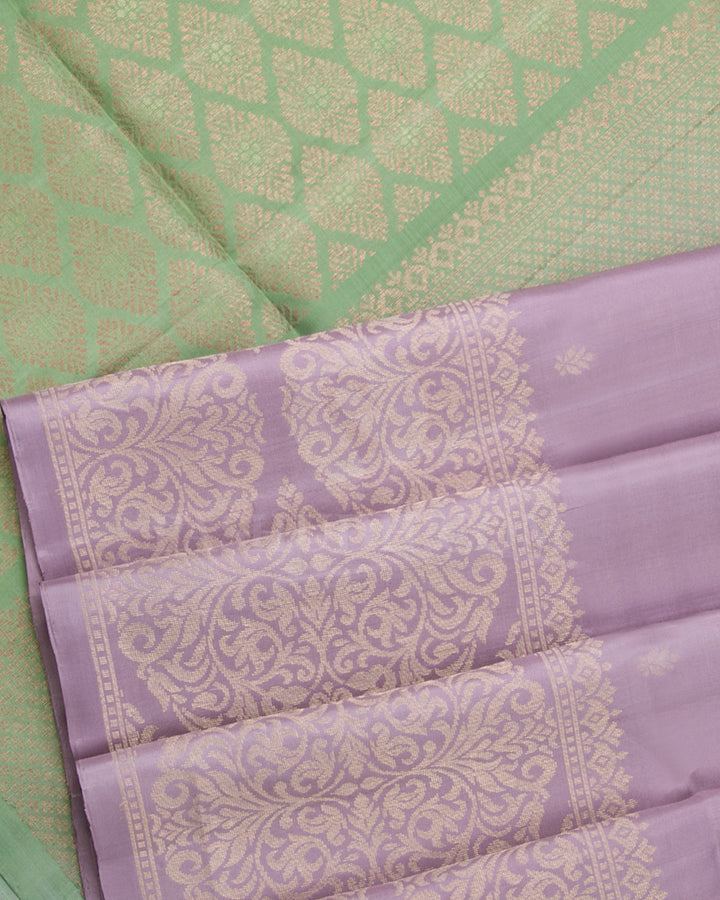 Light Lavender And Pastel Green Soft Silk Saree - C66