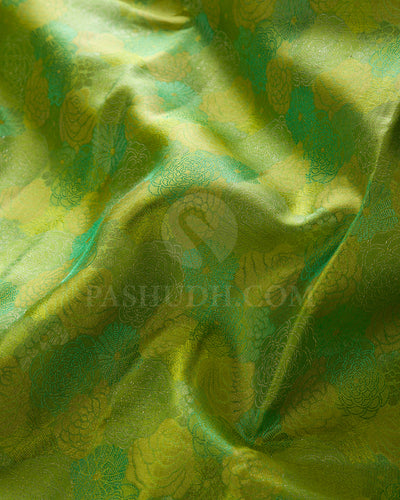 Leaf Green And Aquamarine Kanjivaram Silk Saree - DJ279(E)