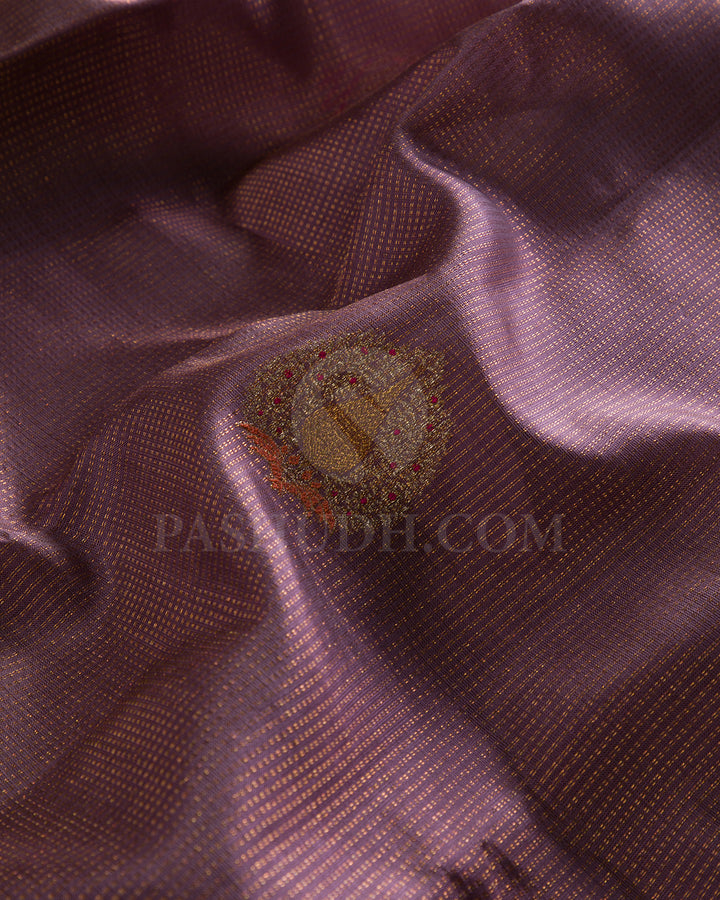 Heather Purple And Rani Pink Borderless Kanjivaram Silk Saree - S1314(A)