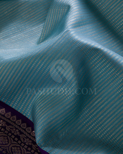 Powder Blue And Royal Violet Kanjivaram Silk Saree - S1336(A)