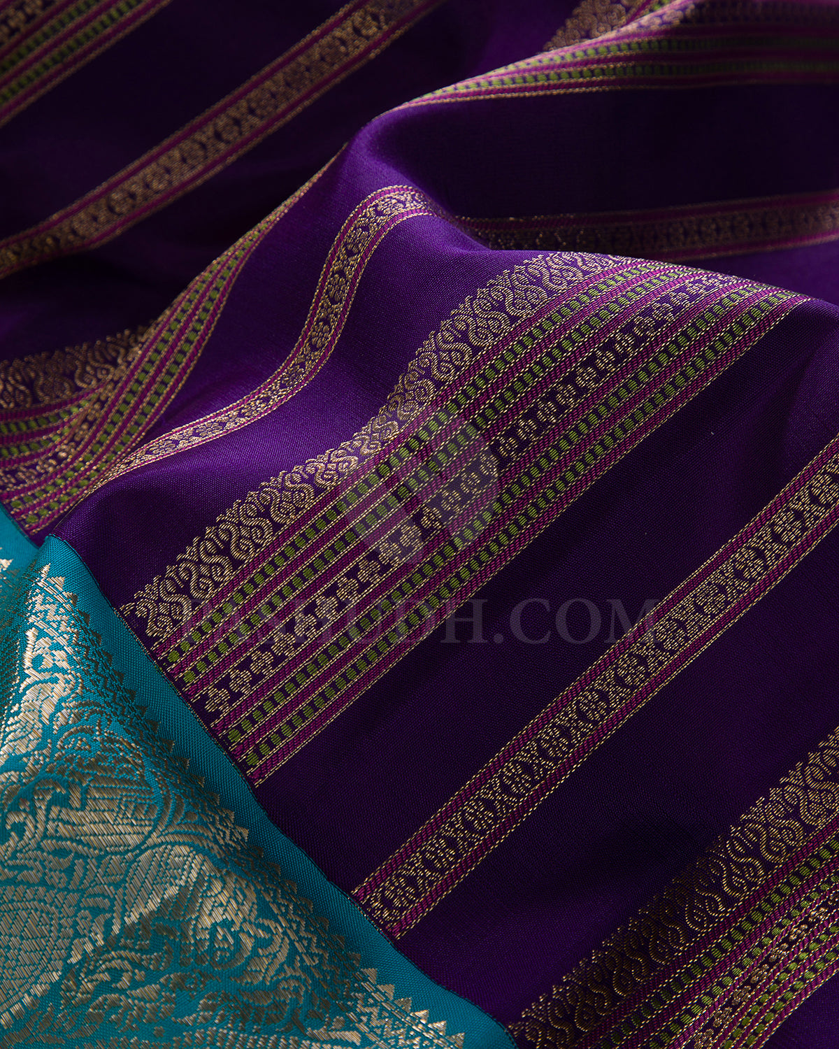 Royal Blue And Anandha Blue Kanjivaram Silk Saree - S1227(B)