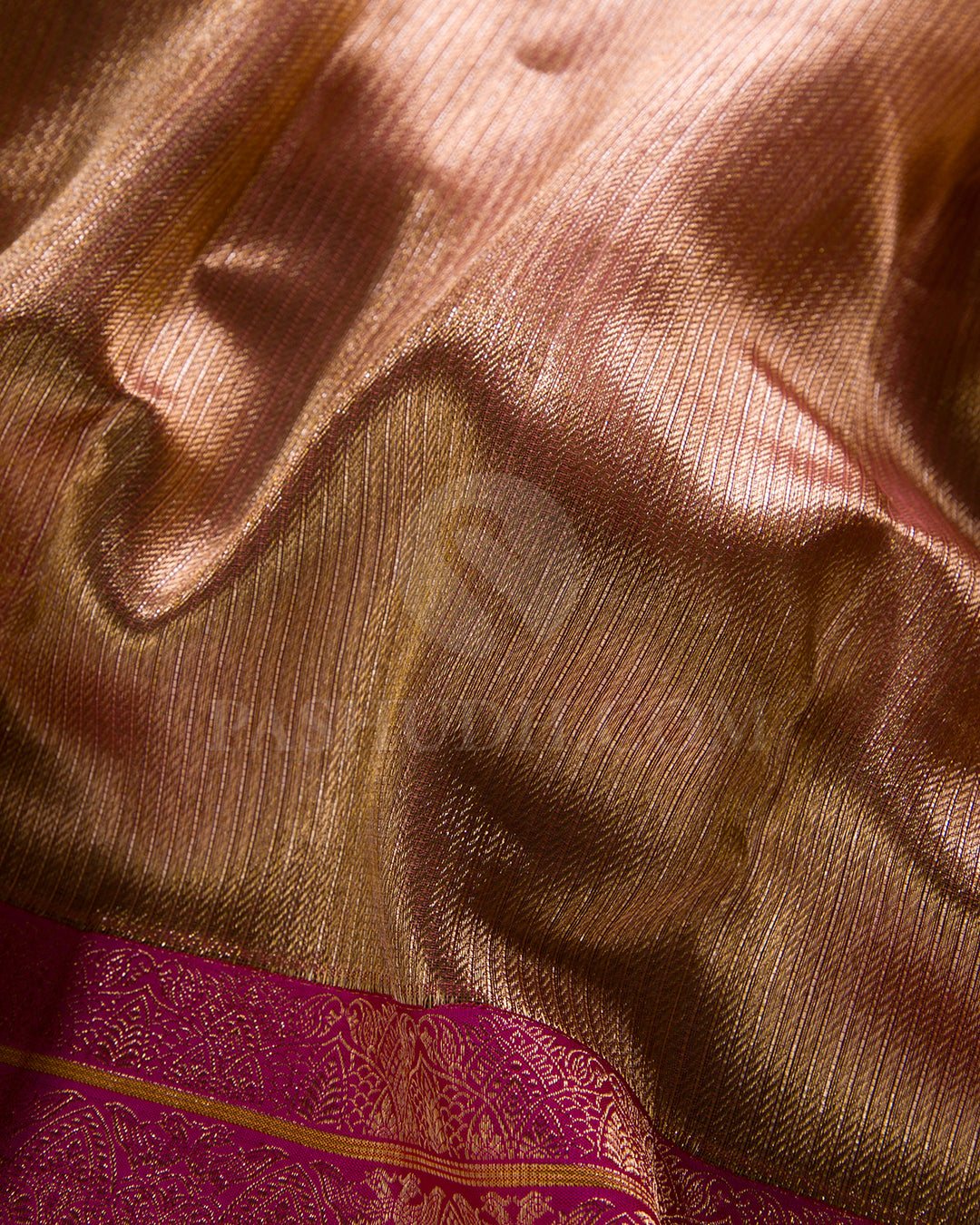Gold And Rani Pink Organza Shimmer Kanjivaram Silk Saree - S1332(A)