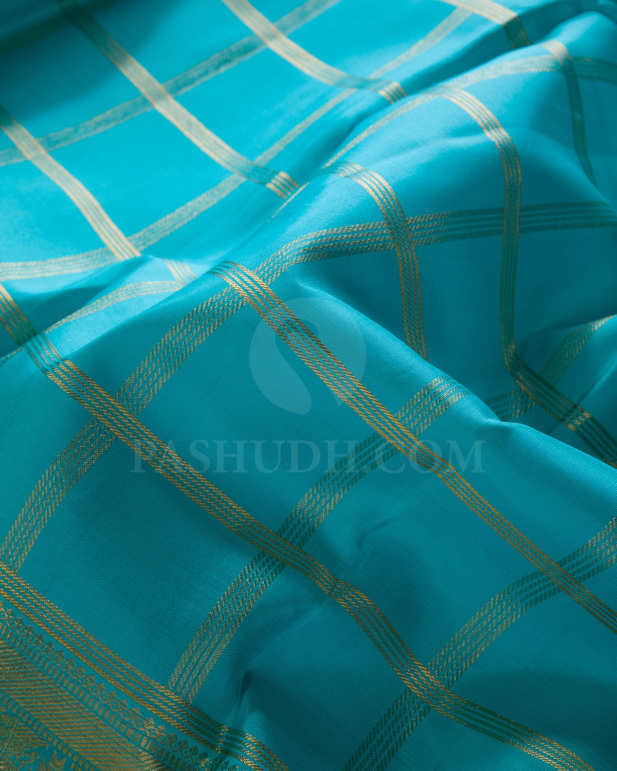 Turquoise Blue And Pink Traditional Kanjivaram Silk Saree - SVJ54