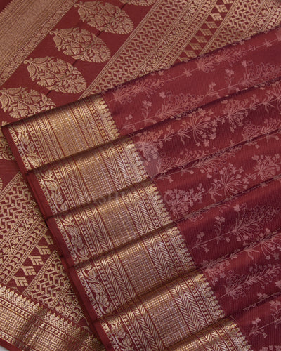 Cinnamon Brown Kanjivaram Silk Saree -D502(A) - View 3