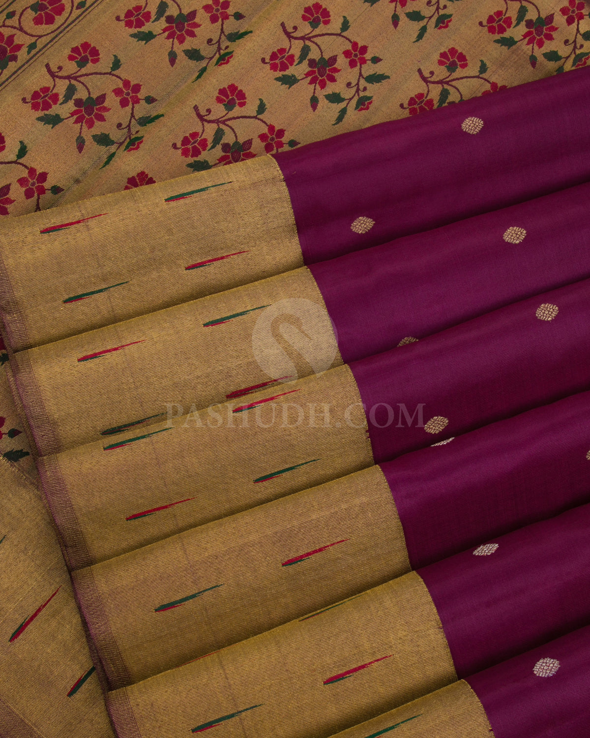 Heather Purple Pure Zari Kanjivaram Silk Saree with Paithani Border - P133(C) - View 4