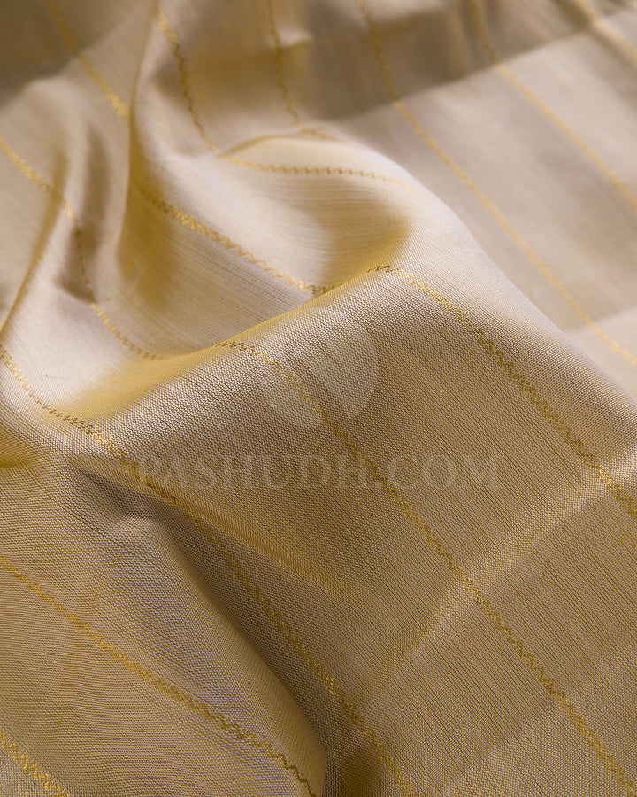 Ivory and Mustard Traditional Kanjivaram Silk Saree - SVJ53