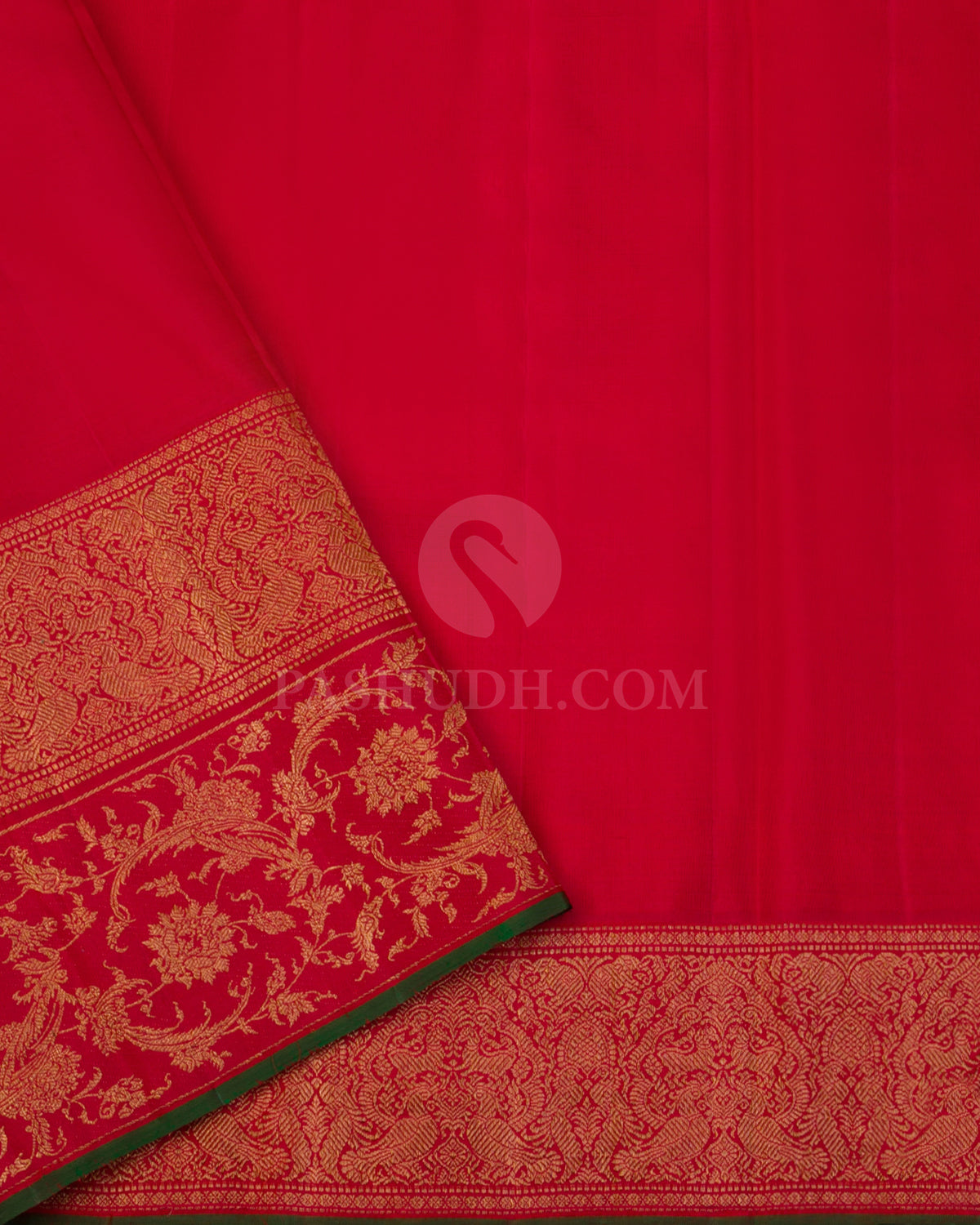 Peach Pink & Red Kanjivaram Silk Saree - S995 - View 3