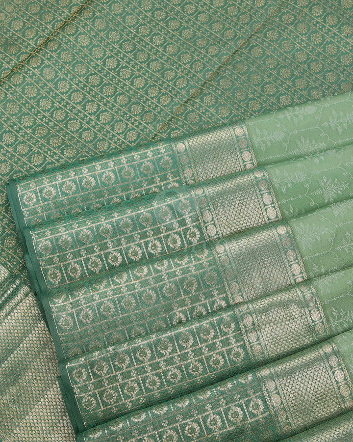 Olive Green Kanjivaram Silk Saree - D458