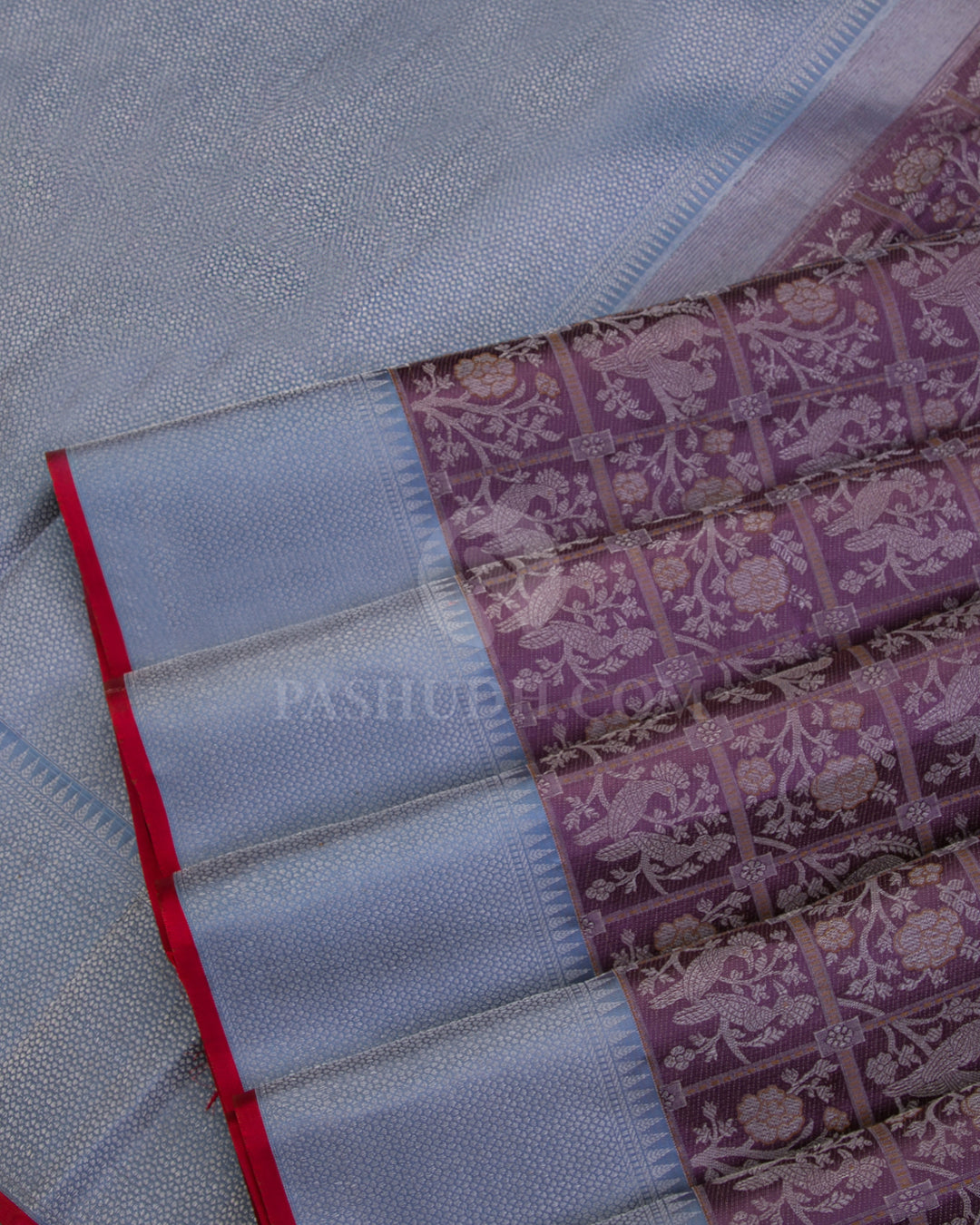 Mauve and Sky Blue Kanjivaram Silk Saree - DT215