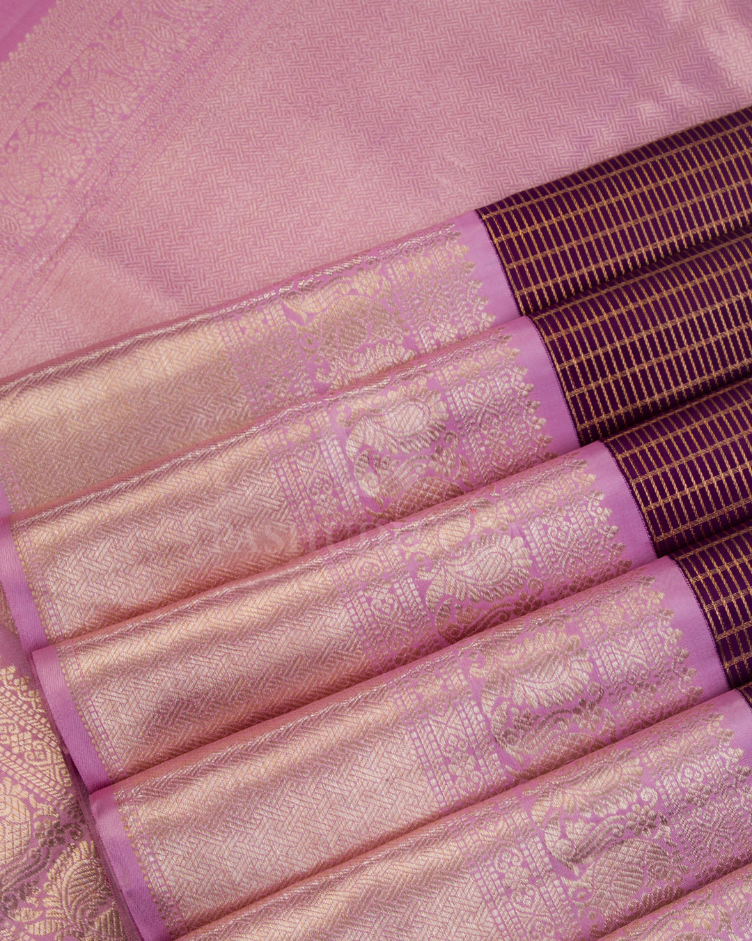 Aubergine & Lavender Kanjivaram Silk Saree - S911